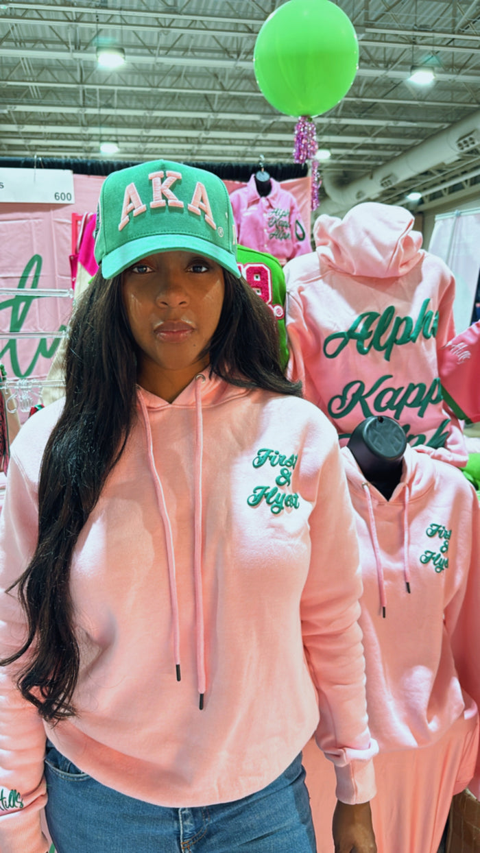 Final sale First & Flyest Alpha Kappa Alpha Pink Hoodie