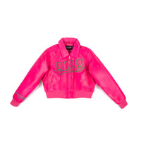 All Eyes On Me Pink AKA Crop Leather Bomber