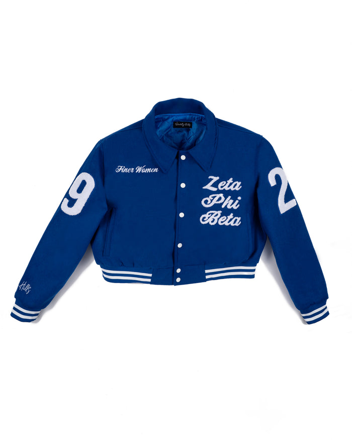 Finer Woman Royal Crop Wool Varsity Jacket