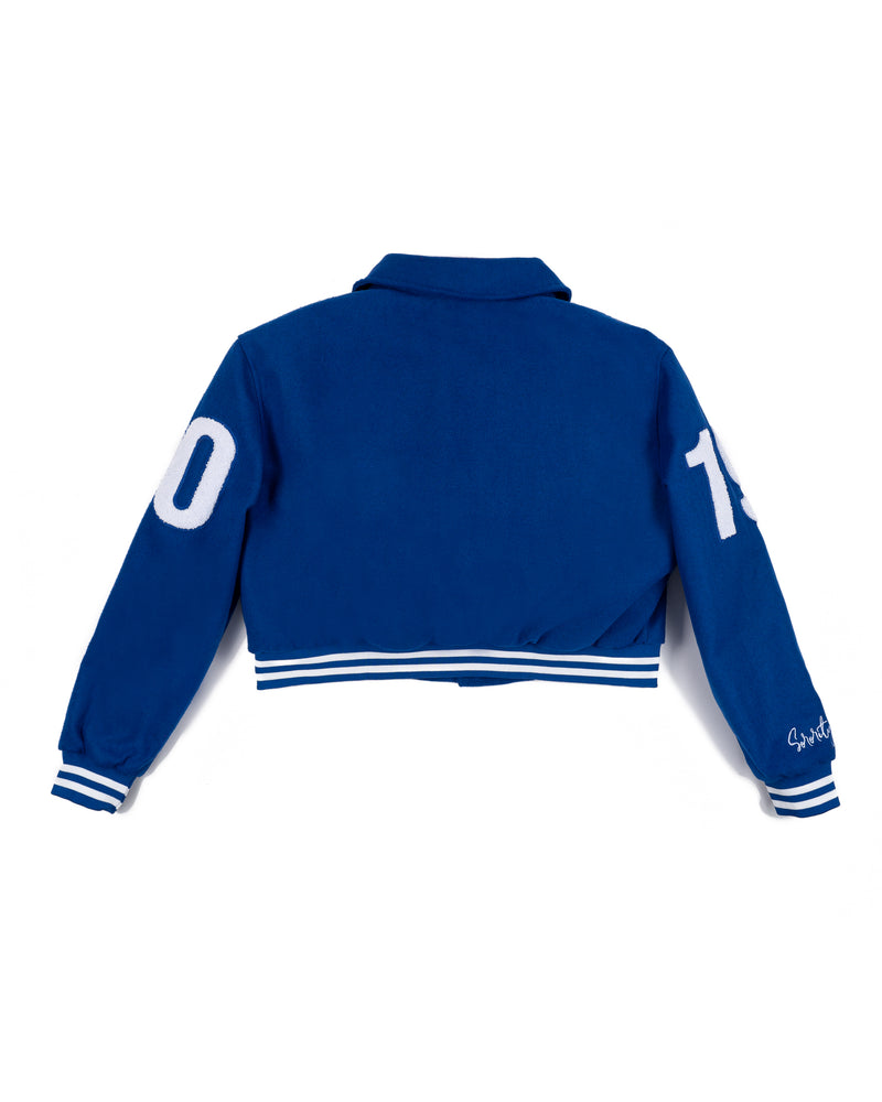 Finer Woman Royal Crop Wool Varsity Jacket