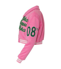It’s A Serious Matter Soft Pink Crop Wool Varsity