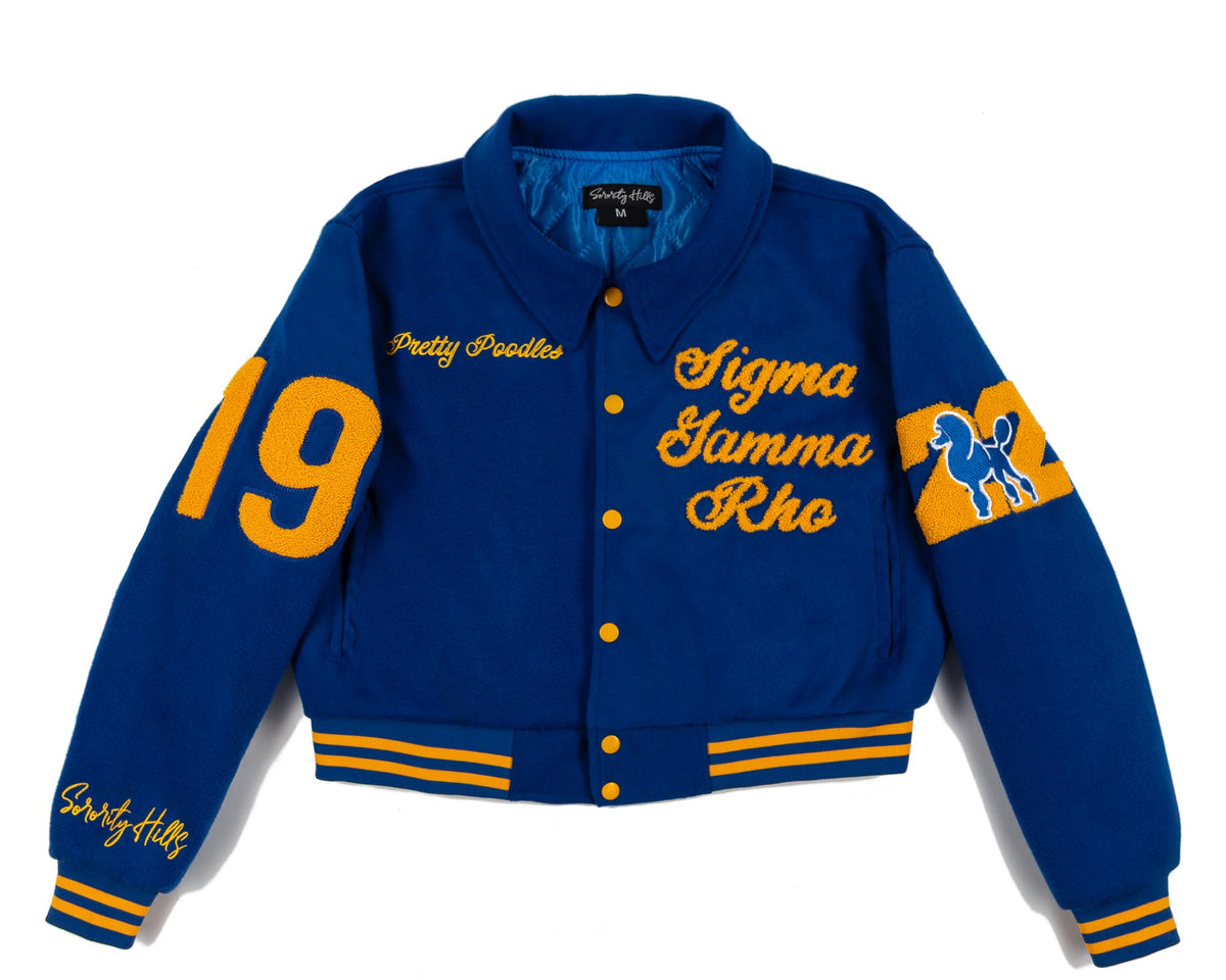 Pretty Poodles Rhoyal Crop Wool Varsity Jacket