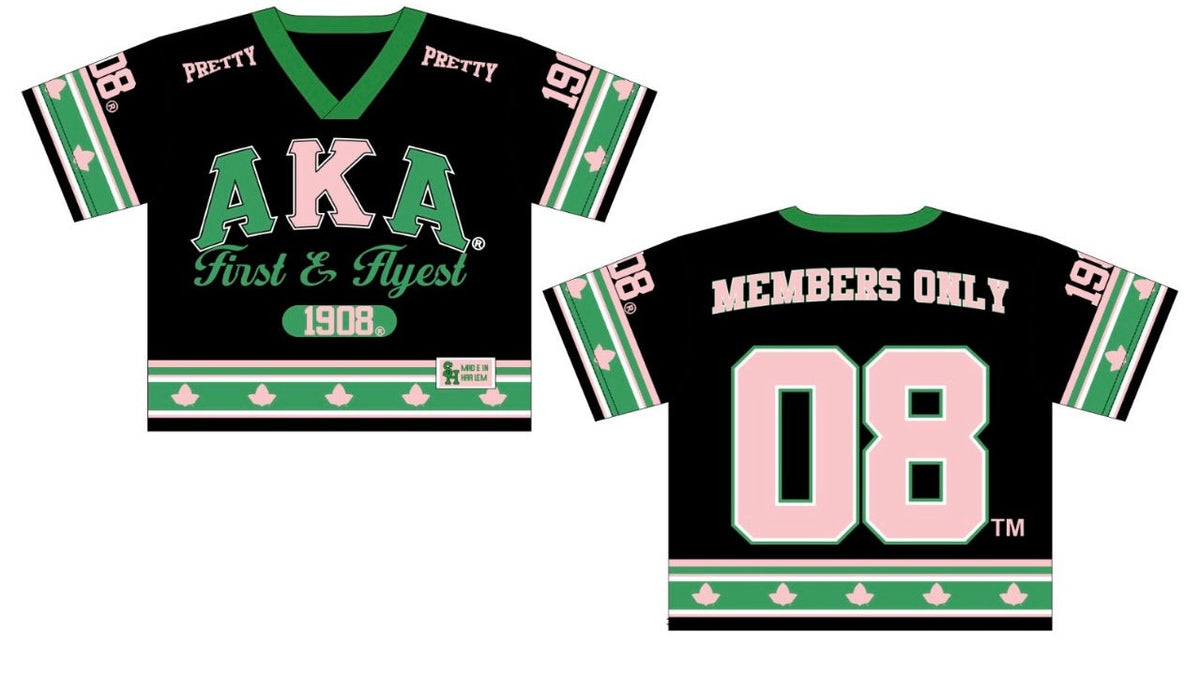 AKA Noire Crop oversized Football Jersey