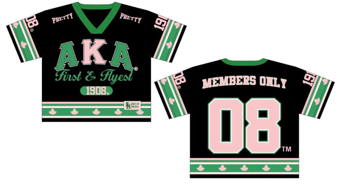 AKA Noire Crop oversized Football Jersey