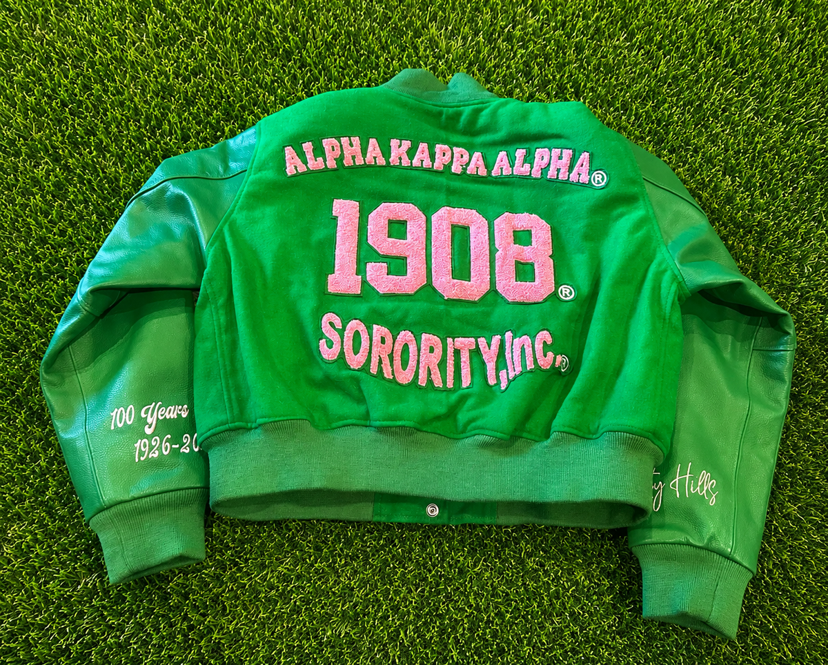 Alpha Epsilon Centennial Gala Custom Leather Varsity CROP PREORDER ONLY. Last Day to order 6/26