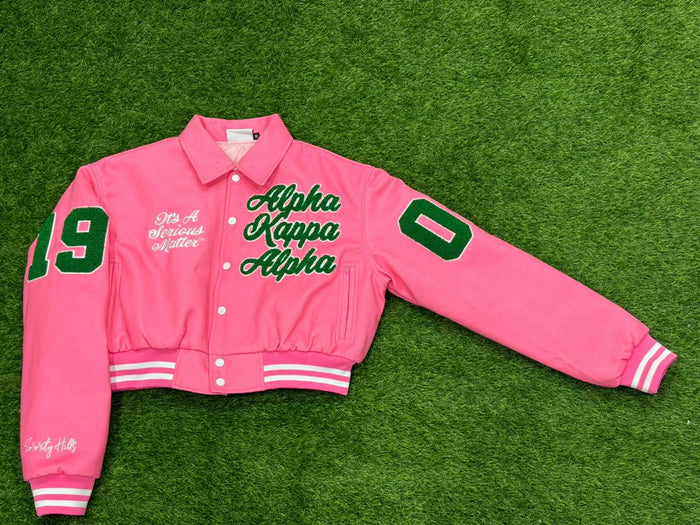 Preorder Ships on or before April 5th It’s A Serious Matter  Pink Crop Wool Varsity