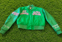 Alpha Epsilon Centennial Gala Custom Leather Varsity CROP PREORDER ONLY. Last Day to order 6/26