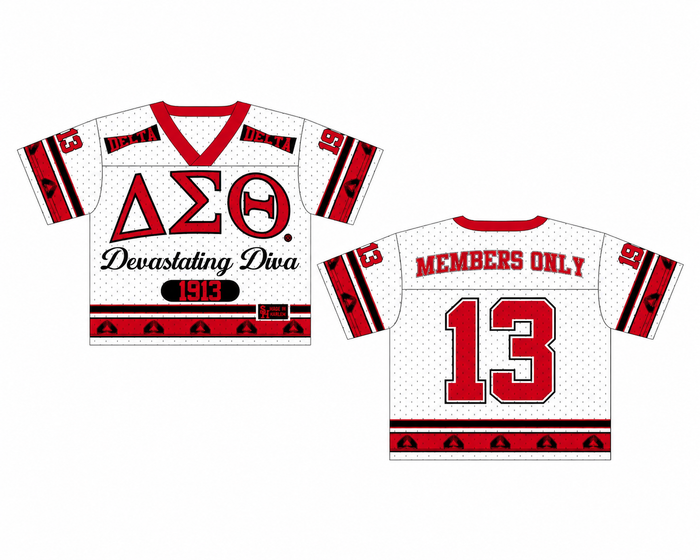 Delta Cream Crop Oversized Football Jersey