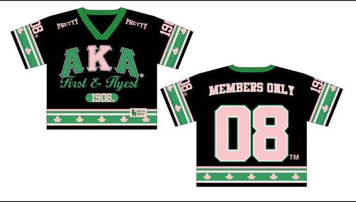 AKA Noire Crop oversized Football Jersey