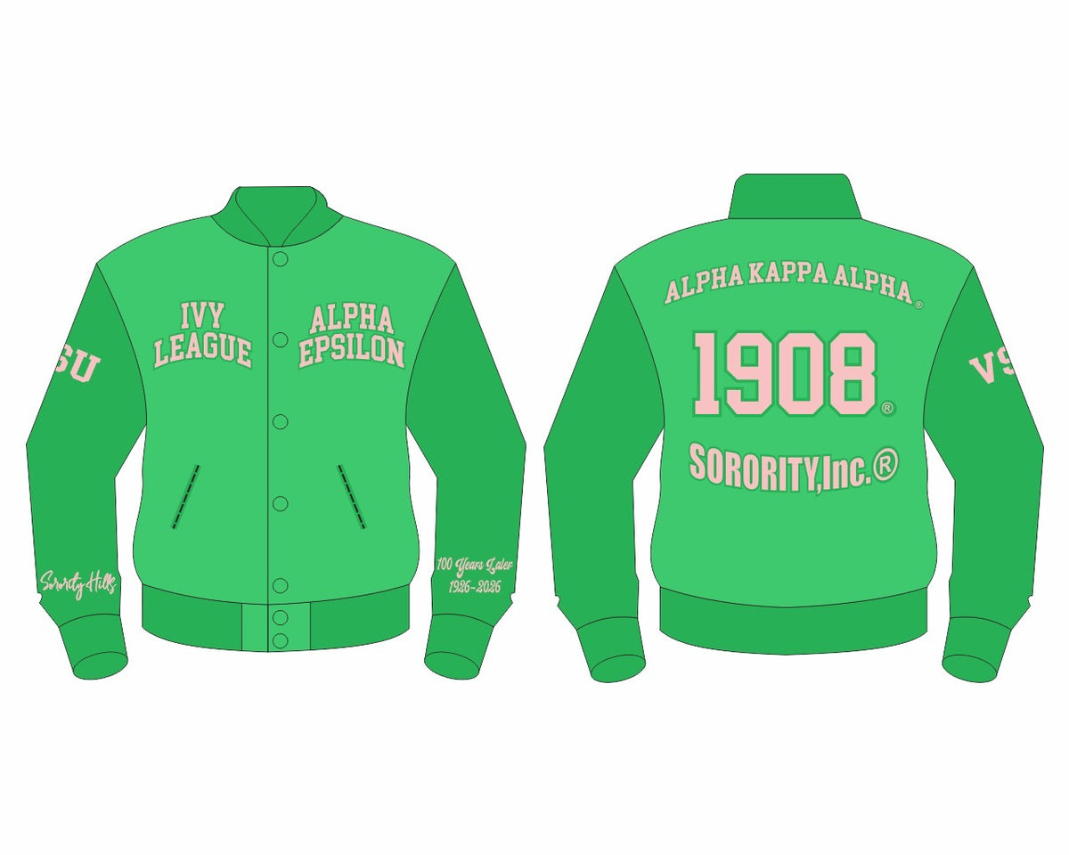 Alpha Epsilon Centennial Gala Custom Leather Varsity CROP PREORDER ONLY. Last Day to order 6/26