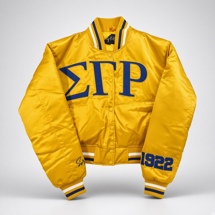 Pretty Poodles Gold Satin Bomber