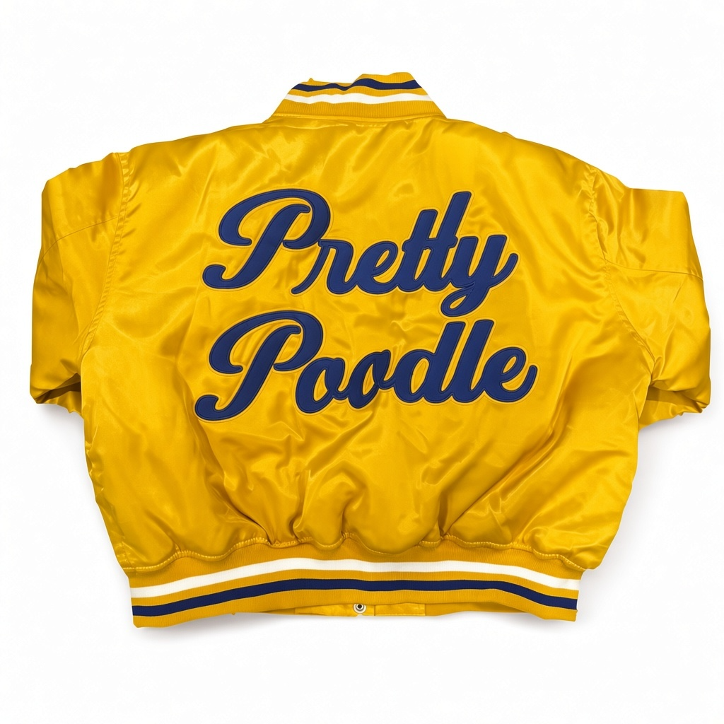 Pretty Poodles Gold Satin Bomber