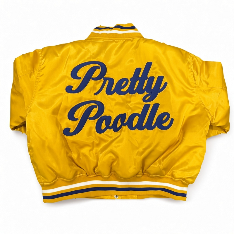 Pretty Poodles Gold Satin Bomber