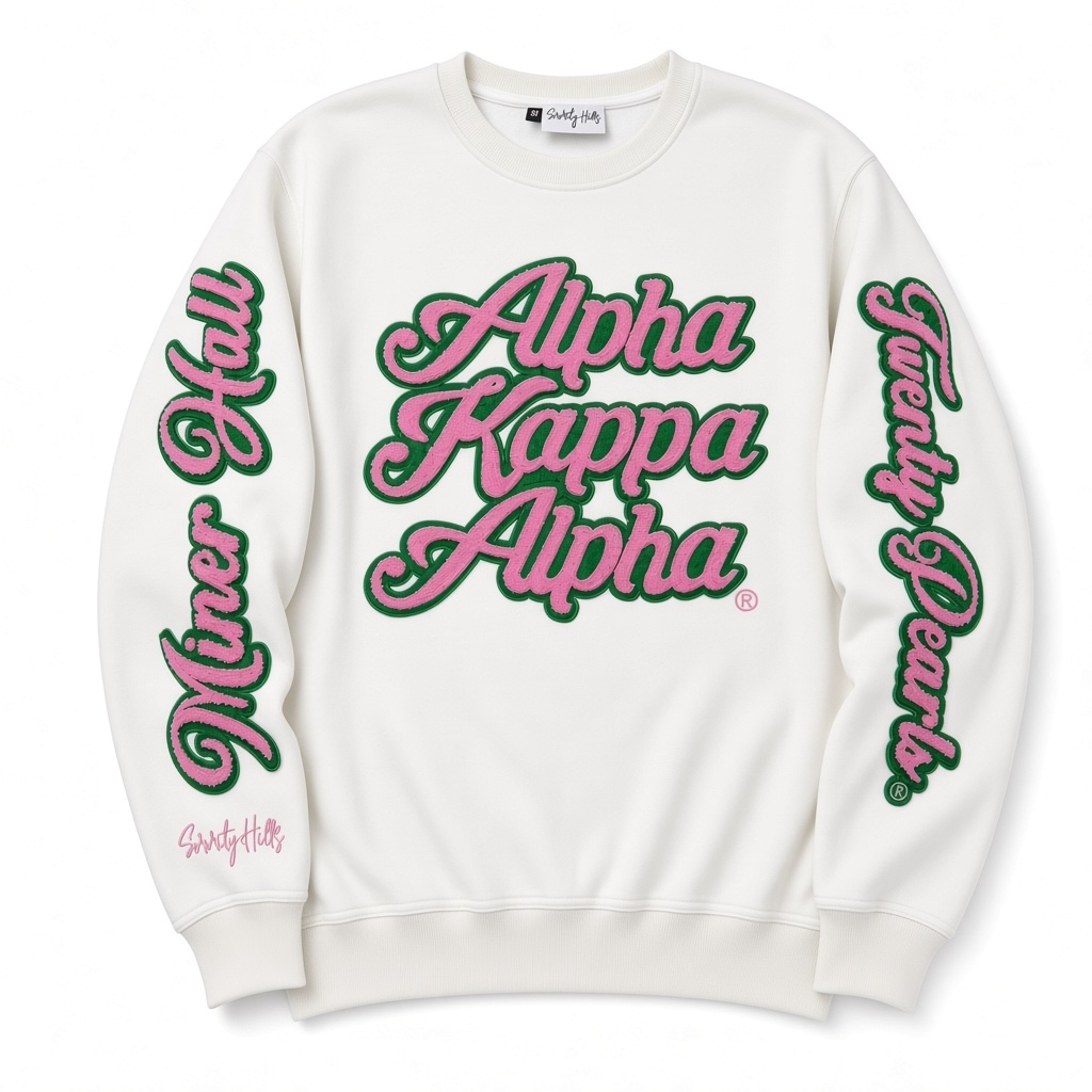 1908 White Stacked Crewneck