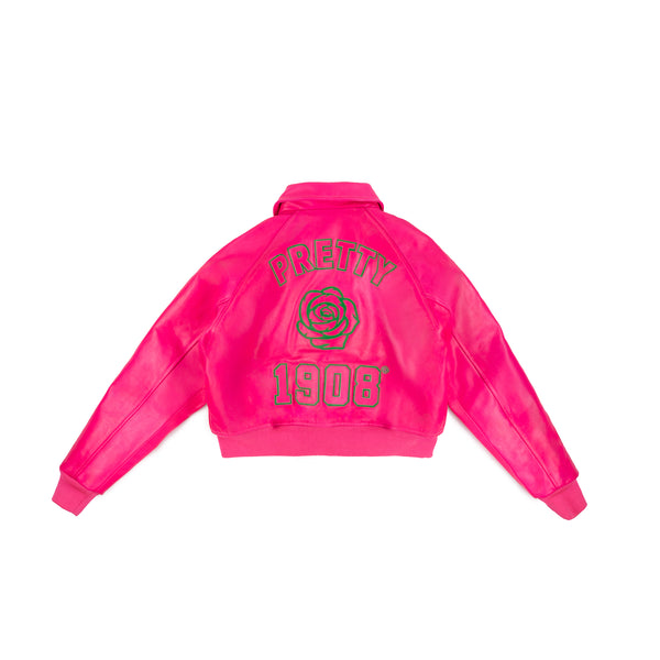 All Eyes On Me Pink AKA Crop Leather Bomber