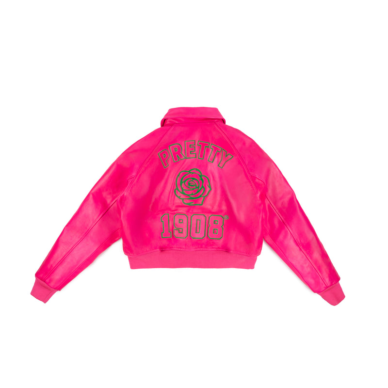 All Eyes On Me Pink AKA Crop Leather Bomber