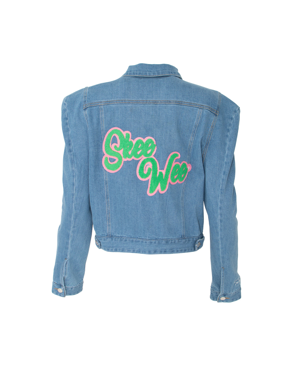 Final Sale Skee Wee Green Crop  Oversize Denim Jean Jacket