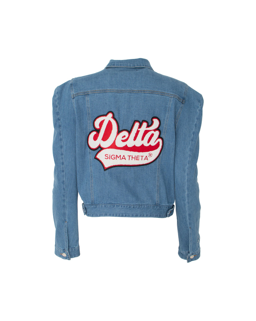 Delta Sigma Theta Crop Oversized Denim Jacket