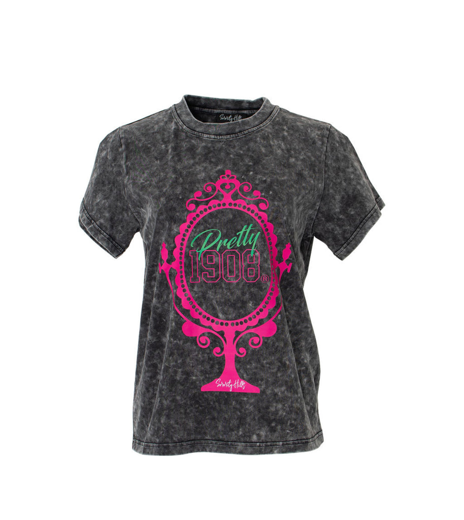 Pink Mirror Acid Wash Women cut T-Shirt