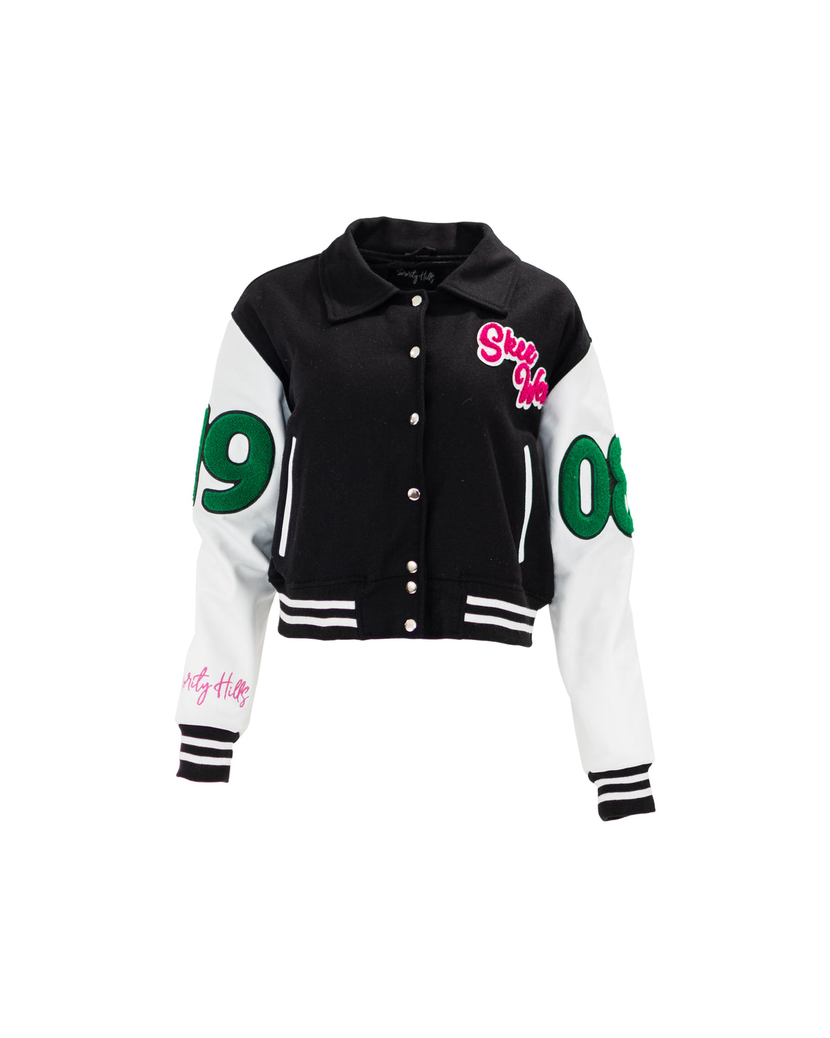 Opposites Attract Crop Varsity Jacket