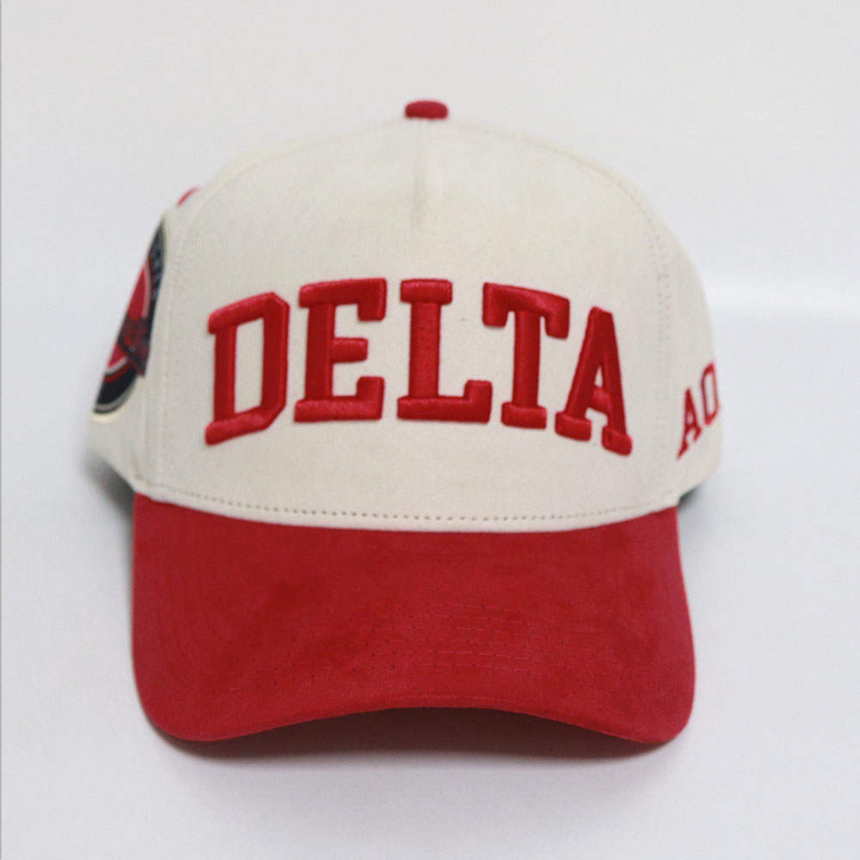 Delta Sigma Theta Baseball Cap White with Red Rhinestones & White Pearls Delta Sigma Theta – Lollipopshopp main image 2